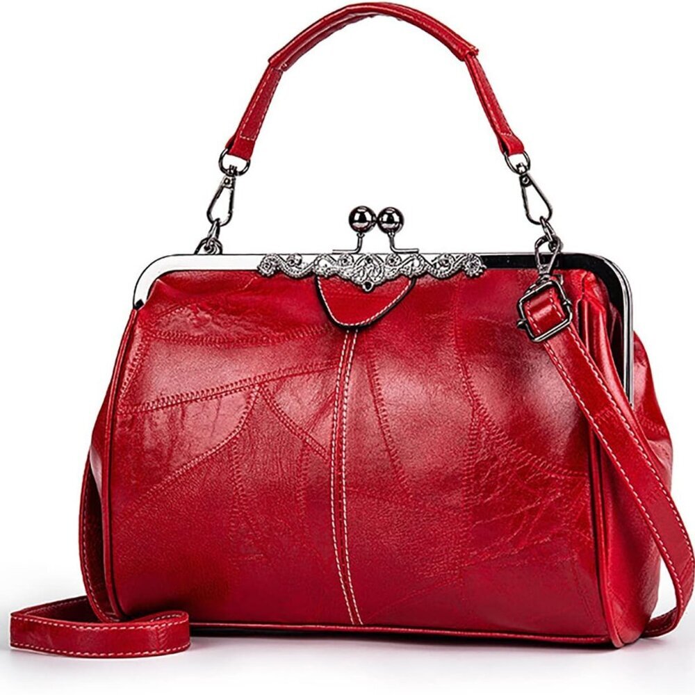Women Vintage Hollow Handbag Oil Leather Shoulder Crossbody Bag Clutch Satchel P